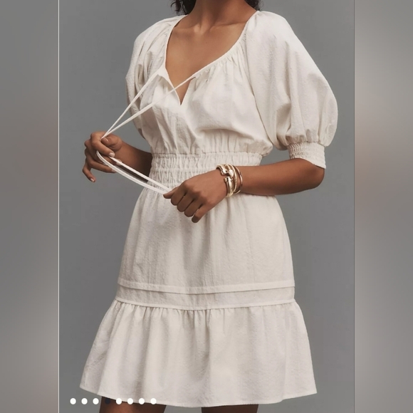 Anthropoligie The Somerset Mini Dress: Puff-Sleeve Winter Cream  Edition Sz 2X - Picture 1 of 16